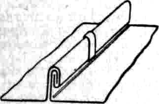 После присоединения к ному с обеих сторон листов железа с отогнутыми бортами последние вместе с К. дважды загибаются, образуя вертикальный шов с вделанным в него К., удерживающим листы.